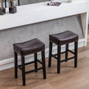 A&A Furniture,Counter Height 26" Bar Stools for Kitchen Counter Backless Faux Leather Stools Farmhouse Island Chairs (26 Inch, Brown, Set of 2) - Supfirm