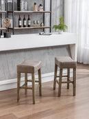 A&A Furniture,Counter Height 26" Bar Stools for Kitchen Counter Backless Faux Leather Stools Farmhouse Island Chairs (26 Inch, Gray, Set of 2) - Supfirm