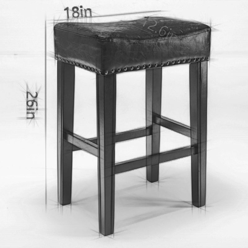 A&A Furniture,Counter Height 26" Bar Stools for Kitchen Counter Backless Faux Leather Stools Farmhouse Island Chairs (26 Inch, Gray, Set of 2) - Supfirm