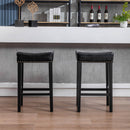 A&A Furniture,Counter Height 29" Bar Stools for Kitchen Counter Backless Faux Leather Stools Farmhouse Island Chairs (29 Inch, Black, Set of 2) - Supfirm