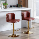 A&A Furniture,Swivel Barstools Adjusatble Seat Height, Modern PU Upholstered Bar Stools with the whole Back Tufted, for Home Pub and Kitchen Island（Wine Red, Burgundy, Set of 2） - Supfirm