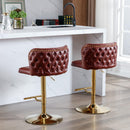 A&A Furniture,Swivel Barstools Adjusatble Seat Height, Modern PU Upholstered Bar Stools with the whole Back Tufted, for Home Pub and Kitchen Island（Wine Red, Burgundy, Set of 2） - Supfirm