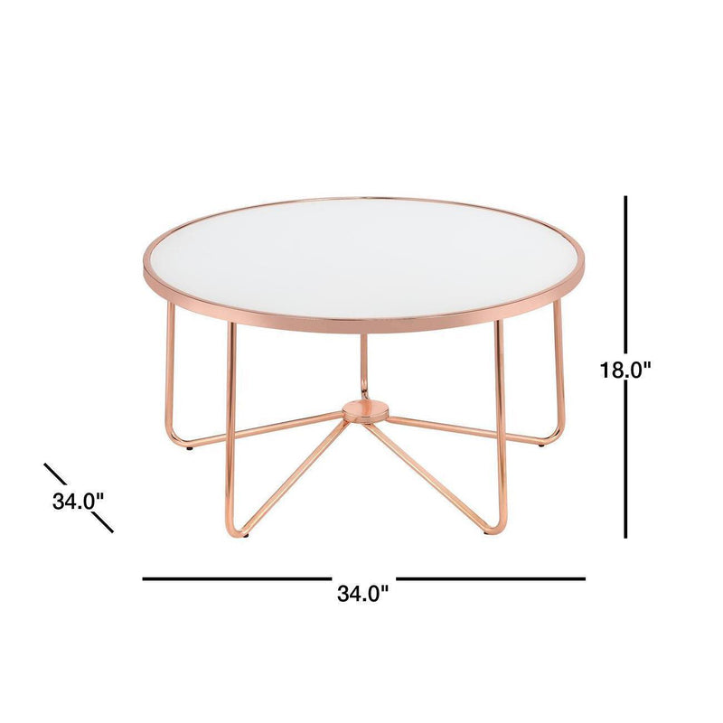 ACME Alivia Coffee Table in Rose Gold & Frosted Glass 81835 - Supfirm