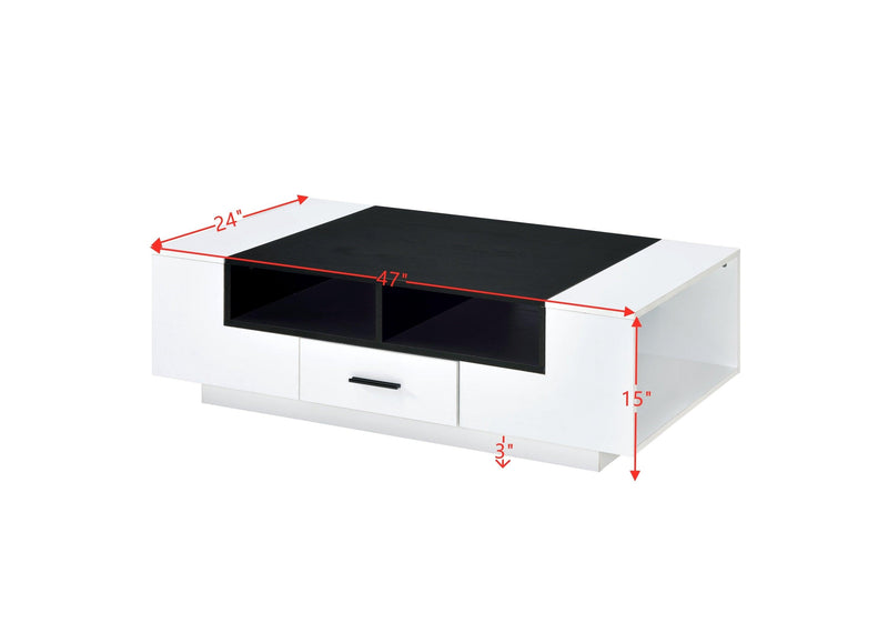 ACME Armour Coffee Table, White & Black 83135 - Supfirm