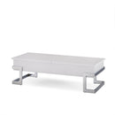 ACME Calnan Coffee Table in White & Chrome 81850 - Supfirm