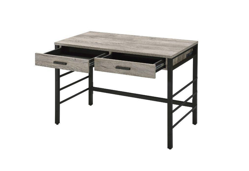 ACME Disho Built-in USB Port Writing Desk, Light Weathered Oak & Black Finish 92720 - Supfirm