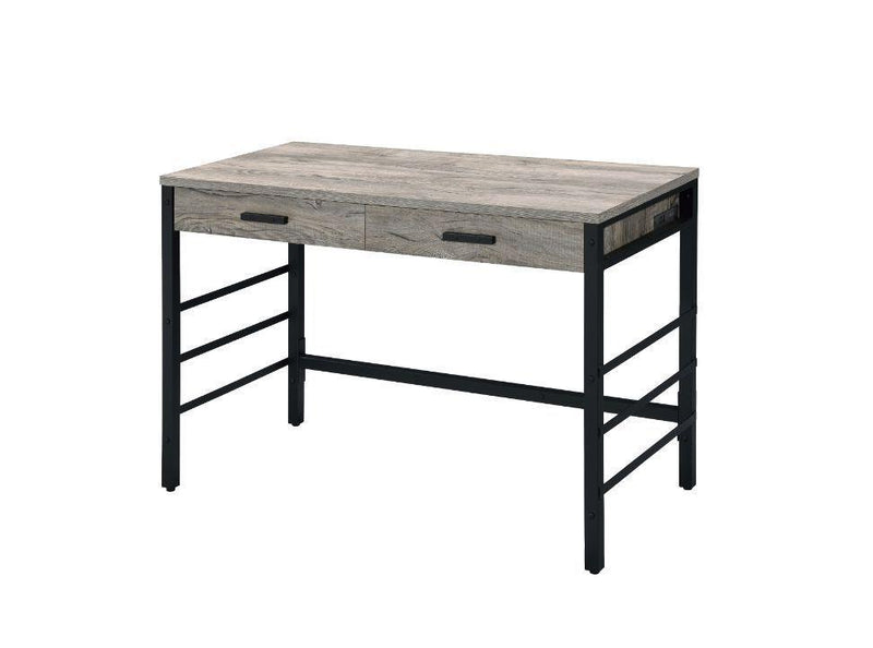 ACME Disho Built-in USB Port Writing Desk, Light Weathered Oak & Black Finish 92720 - Supfirm