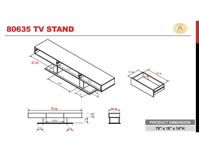 ACME Follian TV Stand in Black 80635 - Supfirm