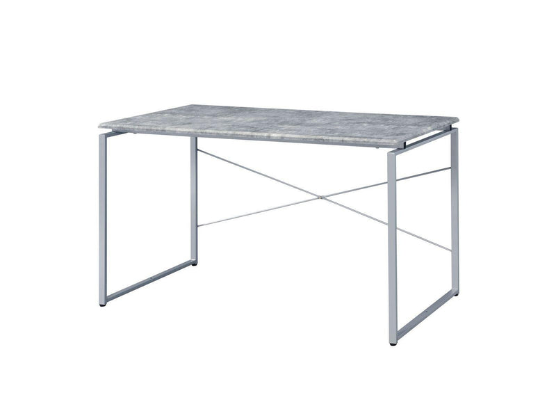 ACME Jurgen Desk, Faux Concrete & Silver 92905 - Supfirm