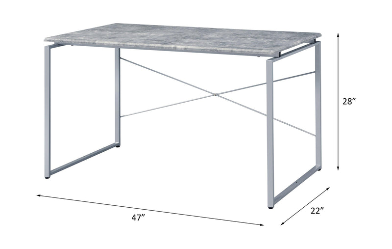 ACME Jurgen Desk, Faux Concrete & Silver 92905 - Supfirm