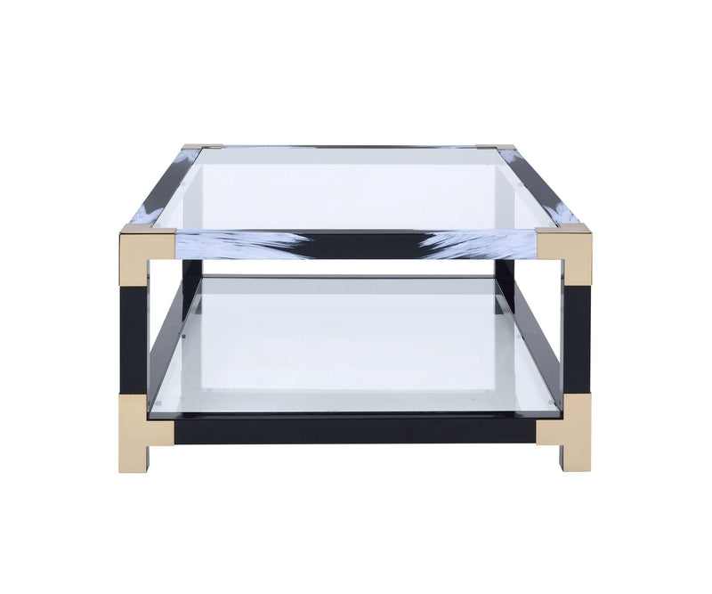 ACME Lafty Coffee Table in White Brushed & Clear Glass 81000 - Supfirm