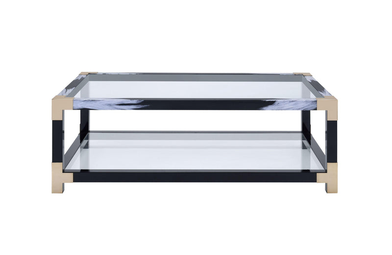 ACME Lafty Coffee Table in White Brushed & Clear Glass 81000 - Supfirm