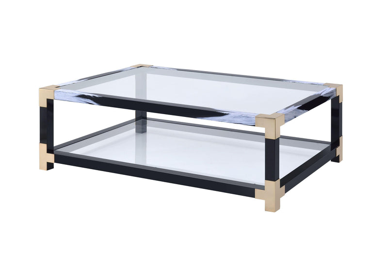 ACME Lafty Coffee Table in White Brushed & Clear Glass 81000 - Supfirm