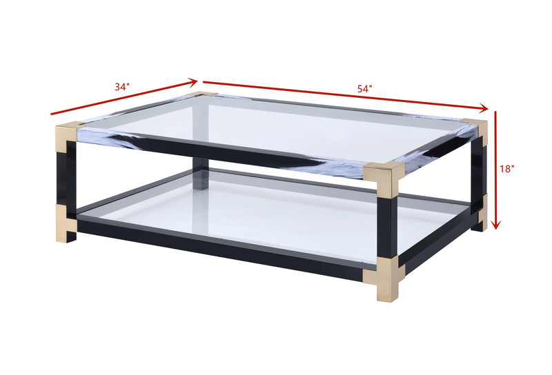 ACME Lafty Coffee Table in White Brushed & Clear Glass 81000 - Supfirm