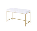 ACME Ottey Desk in White High Gloss & Gold 92540 - Supfirm