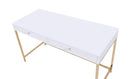 ACME Ottey Desk in White High Gloss & Gold 92540 - Supfirm