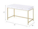 ACME Ottey Desk in White High Gloss & Gold 92540 - Supfirm