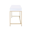 ACME Ottey Desk in White High Gloss & Gold 92540 - Supfirm