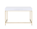 ACME Ottey Desk in White High Gloss & Gold 92540 - Supfirm