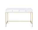 ACME Ottey Desk in White High Gloss & Gold 92540 - Supfirm