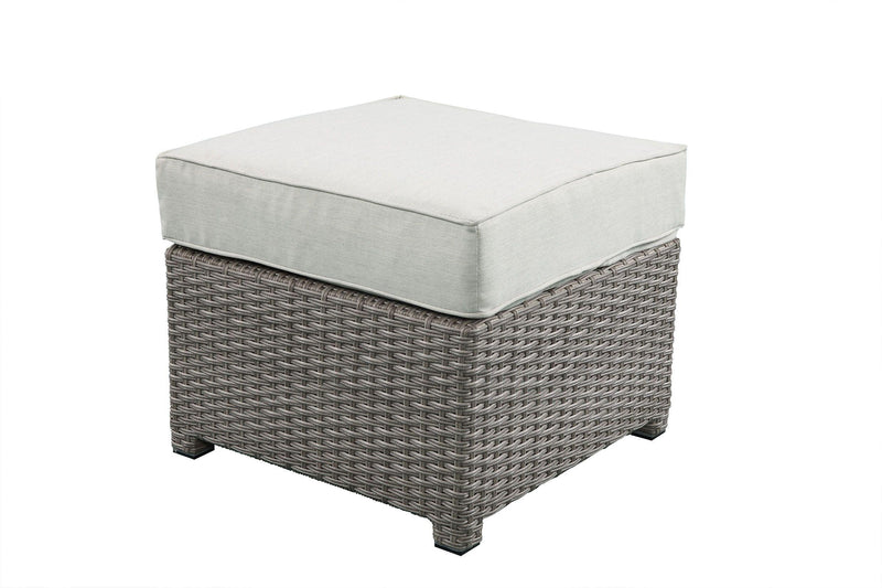 ACME Salena Patio Outdoor Sofa & Ottoman w/2 Pillows in Beige Fabric & Gray Wicker 45015 - Supfirm