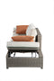 ACME Salena Patio Outdoor Sofa & Ottoman w/2 Pillows in Beige Fabric & Gray Wicker 45015 - Supfirm