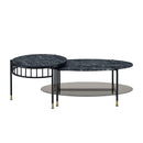 ACME Silas Nesting Coffee Table, Faux Marble Top & Black Finish LV01088 - Supfirm