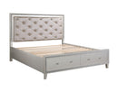 ACME Sliverfluff Eastern King Bed w/LED & Storage, Synthetic Leather & Champagne Finish BD00241EK - Supfirm