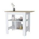 Adeline 3-Shelf Kitchen Island White and Macadamia - Supfirm