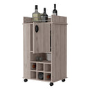 Allandale 1-Door Bar Cart with Wine Cubbies Rack and Casters Light Gray - Supfirm