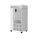 Allandale 1-Door Bar Cart with Wine Cubbies Rack and Casters White - Supfirm