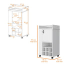 Allandale 1-Door Bar Cart with Wine Cubbies Rack and Casters White - Supfirm