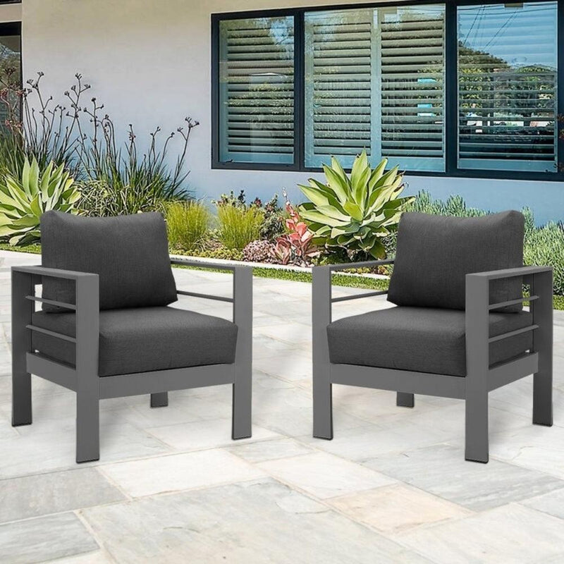 Aluminum Modern Single Grey Black Couch Sofa Set For Patio Garden Outdoor - Supfirm