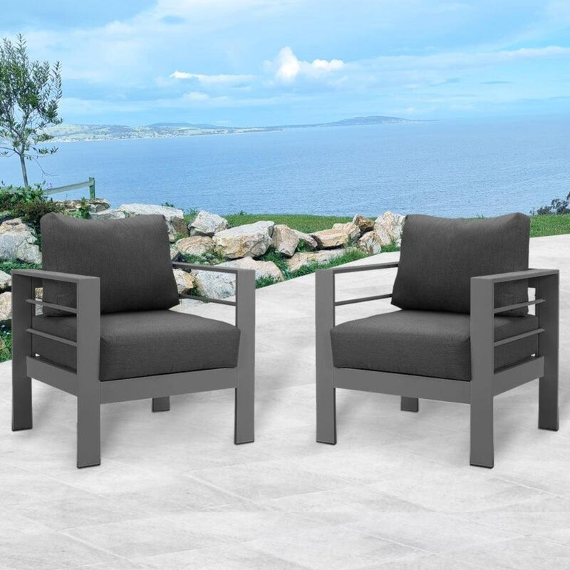 Aluminum Modern Single Grey Black Couch Sofa Set For Patio Garden Outdoor - Supfirm