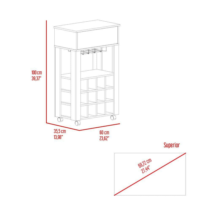 Ambler 1-Drawer 12-Bottle Wine Cubbies Cabinet Black Wengue - Supfirm