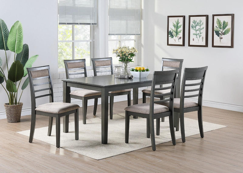 Antique Grey Finish Dinette 7pc Set Kitchen Breakfast Dining Table w wooden Top Cushion Seats 6x Chairs Dining room Furniture - Supfirm