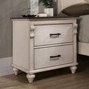 Antique White / Gray 1pc Nightstand Two-Tone Design Dark Bronze Bar Pull Pulls Solidwood Bedside Table Bedroom - Supfirm