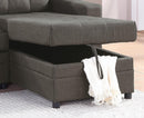 Ash Black Convertible Sectional Pull Out Bed Sofa Chaise Reversible Storage Chaise Polyfiber Tufted Couch Lounge - Supfirm