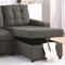 Ash Black Convertible Sectional Pull Out Bed Sofa Chaise Reversible Storage Chaise Polyfiber Tufted Couch Lounge - Supfirm