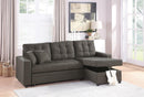 Ash Black Convertible Sectional Pull Out Bed Sofa Chaise Reversible Storage Chaise Polyfiber Tufted Couch Lounge - Supfirm