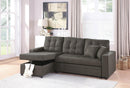 Ash Black Convertible Sectional Pull Out Bed Sofa Chaise Reversible Storage Chaise Polyfiber Tufted Couch Lounge - Supfirm