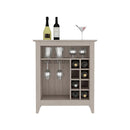 Bar Cabinet Castle, One Open Shelf, Six Wine Cubbies, Light Gray Finish - Supfirm