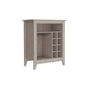 Bar Cabinet Castle, One Open Shelf, Six Wine Cubbies, Light Gray Finish - Supfirm