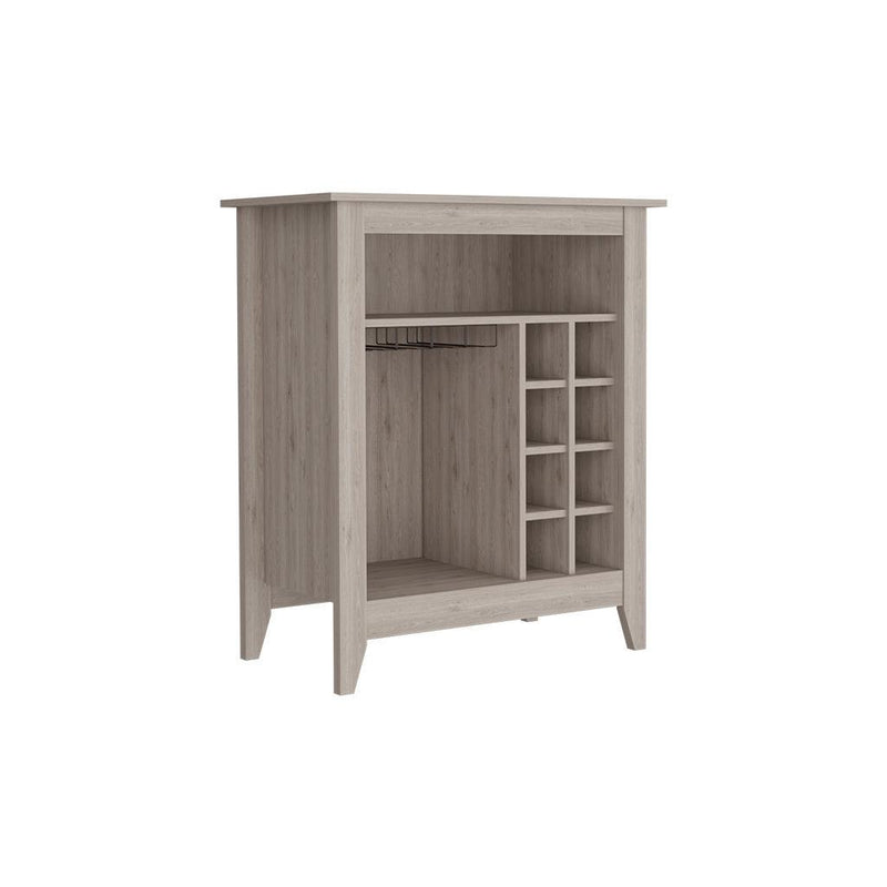 Bar Cabinet Castle, One Open Shelf, Six Wine Cubbies, Light Gray Finish - Supfirm