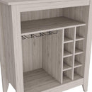 Bar Cabinet Castle, One Open Shelf, Six Wine Cubbies, Light Gray Finish - Supfirm