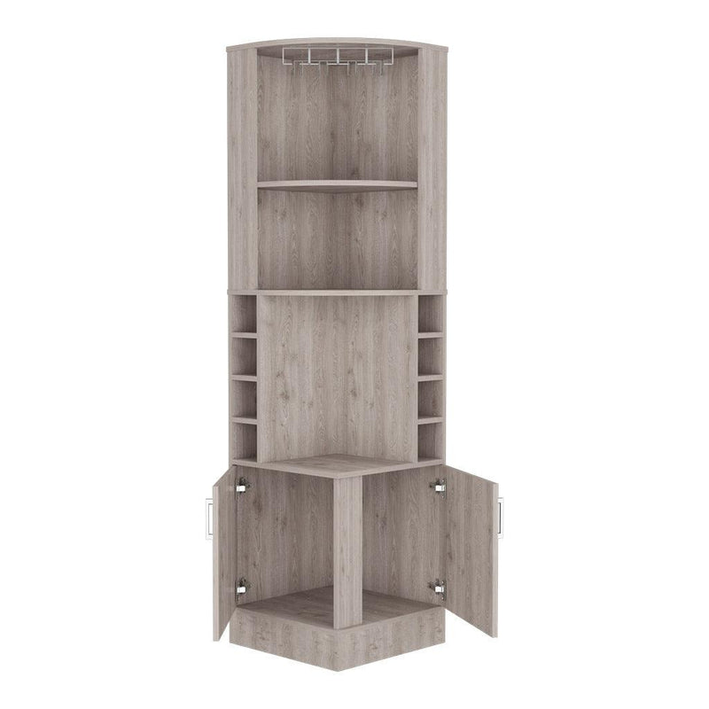 Bar Cabinet Papprika, 8 Wine Cubbies, Double Door, Light Gray Finish - Supfirm