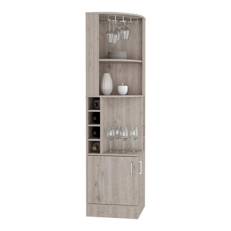 Bar Cabinet Papprika, 8 Wine Cubbies, Double Door, Light Gray Finish - Supfirm