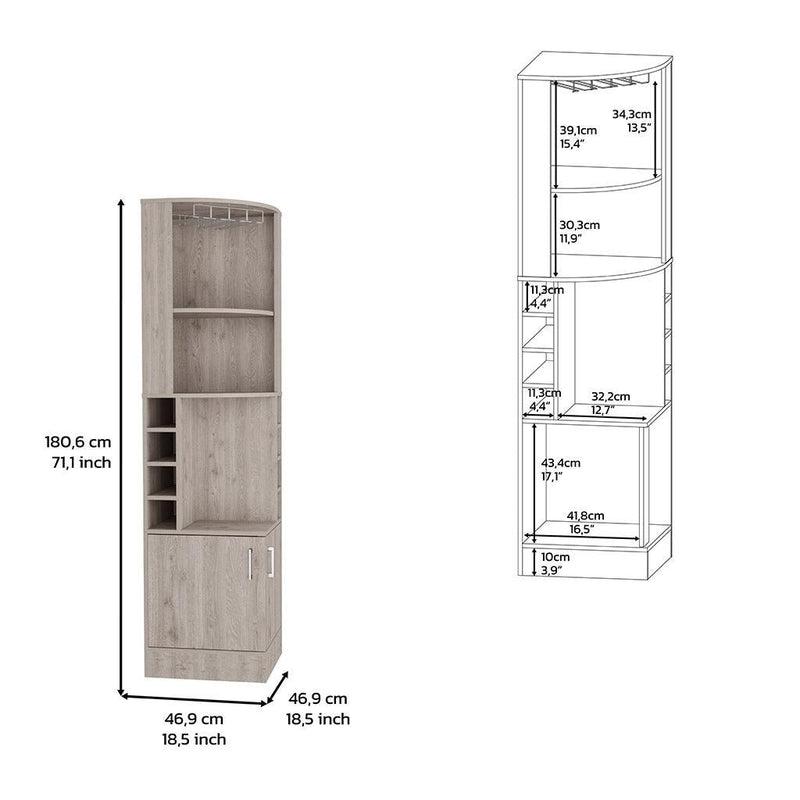 Bar Cabinet Papprika, 8 Wine Cubbies, Double Door, Light Gray Finish - Supfirm