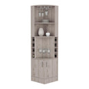 Bar Cabinet Papprika, 8 Wine Cubbies, Double Door, Light Gray Finish - Supfirm