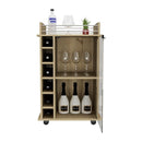 Bar Cart Baltimore, Two Tier Cabinet With Glass Door, Six Wine Cubbies, Light Oak Finish - Supfirm